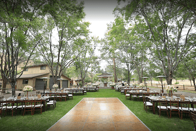 Dance Floor With Tables and Chairs at Rustic Wedding Venue in California